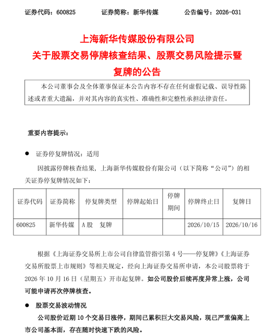 10连板牛股，核查完成，明起复牌